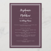 Simple Cassis violet Mariage Menu Classic encadré (Devant)