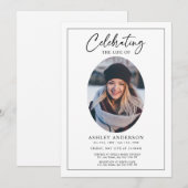 Simple Celebration of Life Black White Funeral Kaart (Voorkant / Achterkant)