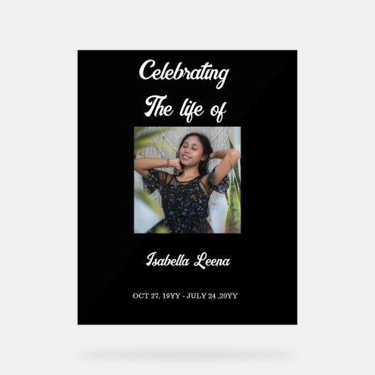 Simple Celebration of Life Funeral Memorial Photo (Recto)