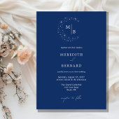 Simple Celestial Elegant Blue Monogram Wedding Kaart