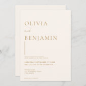 Simple Champagne Élégante invitation de mariage (Devant / Derrière)