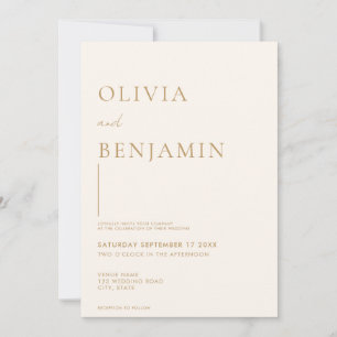 Simple Champagne Élégante invitation de mariage