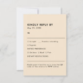 Simple Champagne Meal Choice Wedding RSVP Card (Devant)