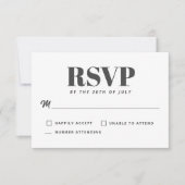 Simple Charbon Blanc Minimaliste Moderne RSVP (Devant)