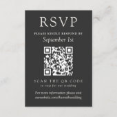 Simple Charcoal Classic Wedding QR Code RSVP Kaartje (Voorkant)