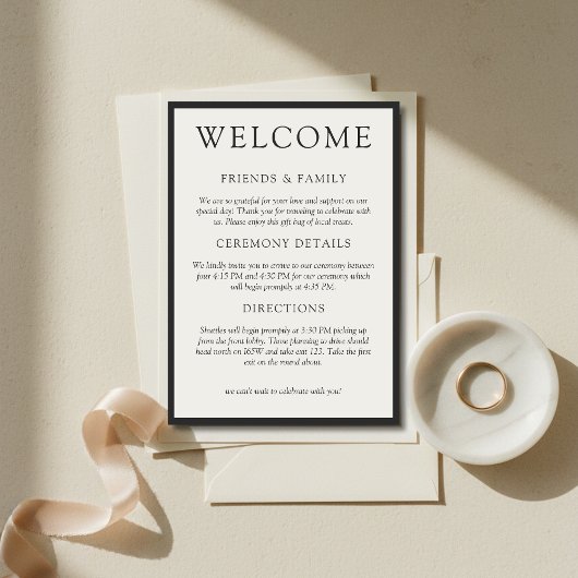 Simple Charcoal Classic Wedding Welcome Programma