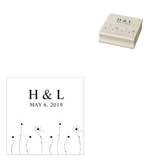 Simple Charming Initials Delicate Wildflowers  Rubberstempel (Gestempeld)