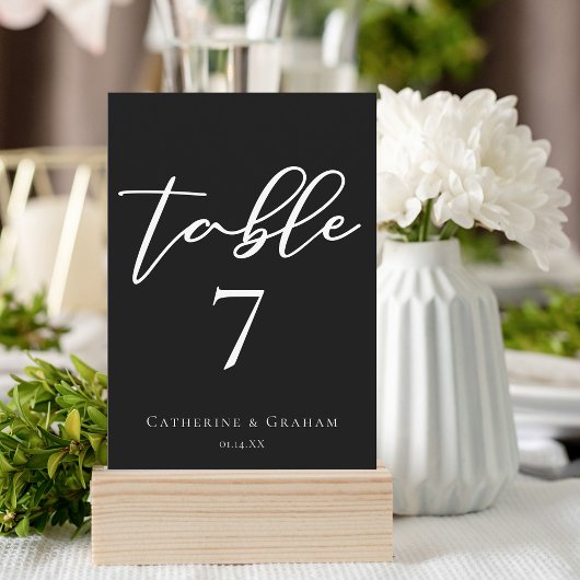 Simple Chic Black Wedding Table Number Kaart