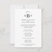Simple Chic Black & White Photo Initials Wedding Save The Date (Voorkant)