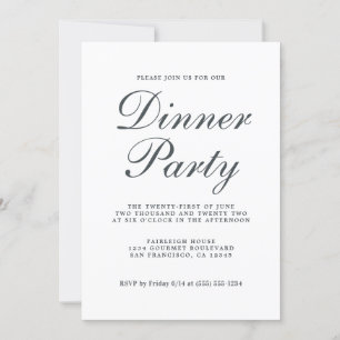 Simple Chic Calligraphy White Dinner Party Kaart