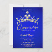 Simple Chic Crown Blue Quinceañera Kaart (Voorkant)