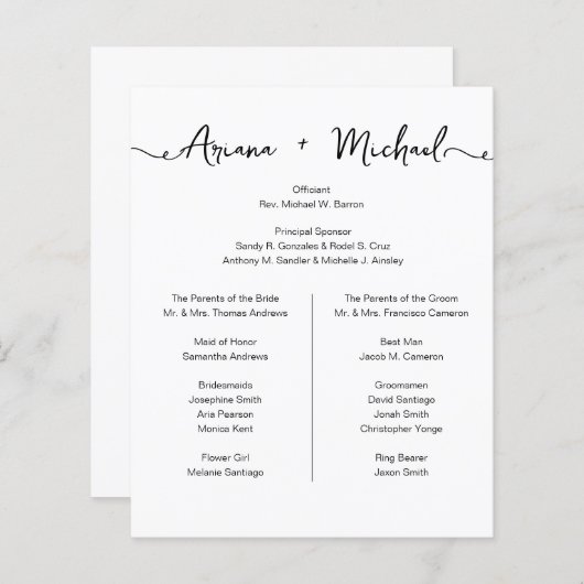 Simple Chic Custom Entourage list bruiloft (Voorkant / Achterkant)