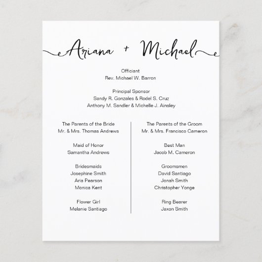 Simple Chic Custom Entourage list bruiloft (Voorkant)