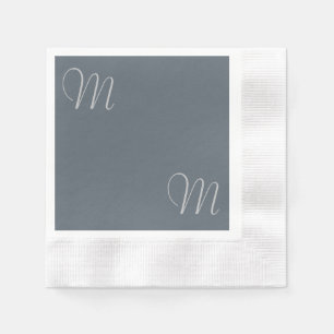 Simple Chic Custom Monogramed Paper Napkins Grey Servet