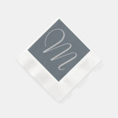 Simple Chic Custom Monogramed Paper Napkins Grey Servetten (Hoek)