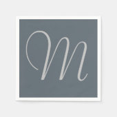 Simple Chic Custom Monogramed Paper Napkins Grey Servetten (Voorkant)