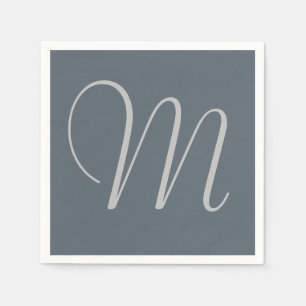 Simple Chic Custom Monogramed Paper Napkins Grey Servetten