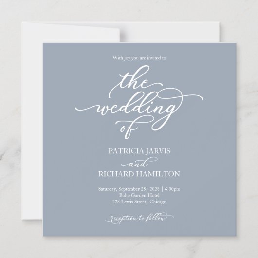 Simple Chic Dusty Bleu Mariage Invitation magnétiq (Recto)