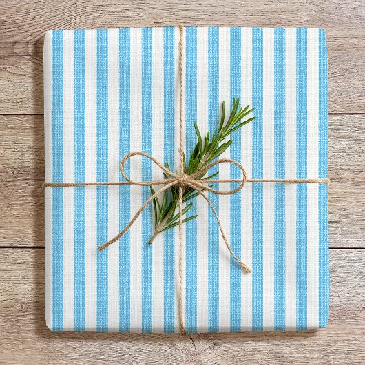 Simple Chic Linen Look Striped Pattern Light Blue Cadeaupapier