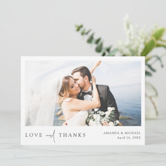 Simple Chic Love and Bedankt Modern Wedding Photo (Staand voorkant)
