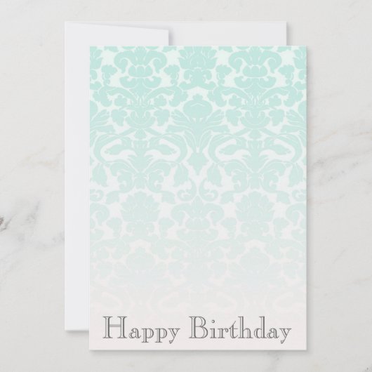 Simple Chic Mint Damask Invitation d'anniversaire (Devant)