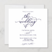 Simple Chic Navy Bleu Script de mariage Invitation (Recto)