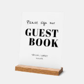 Simple chic noir et blanc signe Notre livre d'or (Angle)