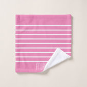Simple Chic Personnalisé Rose Rayé Week-end (Gant de toilette)