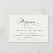 Simple Chic Script Black White Wedding Reception Informatiekaartje (Voorkant / Achterkant)