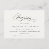 Simple Chic Script Black White Wedding Reception Informatiekaartje (Voorkant)