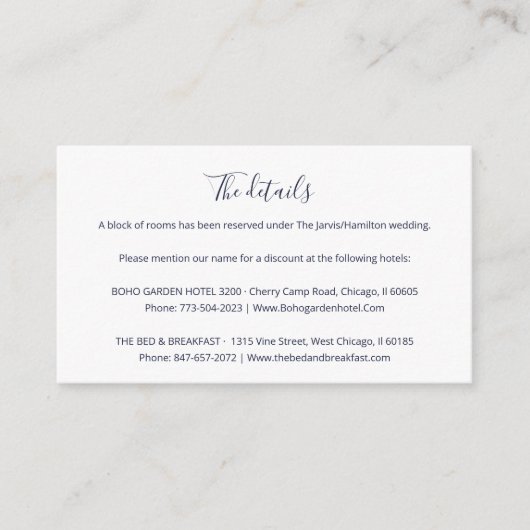 Simple Chic Script Mariage Détails Carte de boîtie (Devant)