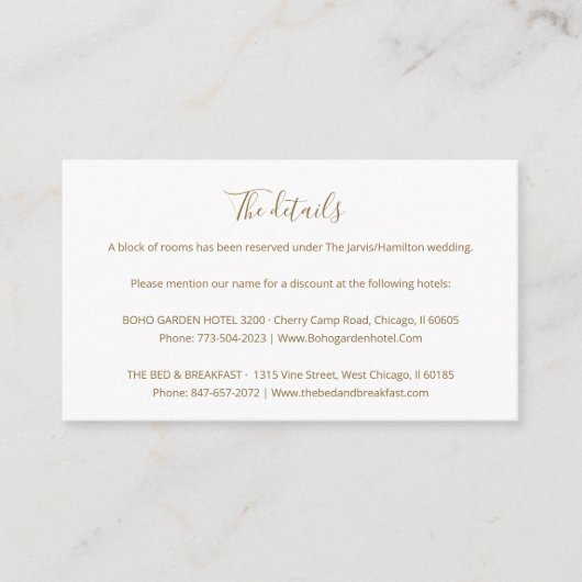 Simple Chic Script Mariage Détails Carte de boîtie (Devant)