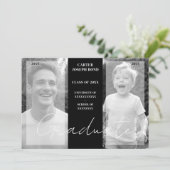 Simple Chic Then & Now 2 Photos graduation Kaart (Staand voorkant)