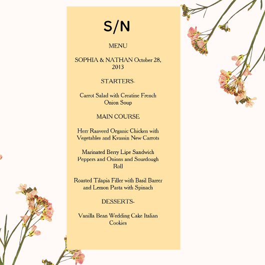 Simple Chic Wedding Menu Card | Custom Minimalist