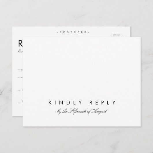 Simple Chic Wedding Modèle carte postale RSVP (Devant / Derrière)