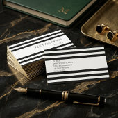 Simple Chick Black White Stripes Geometric  Visitekaartje