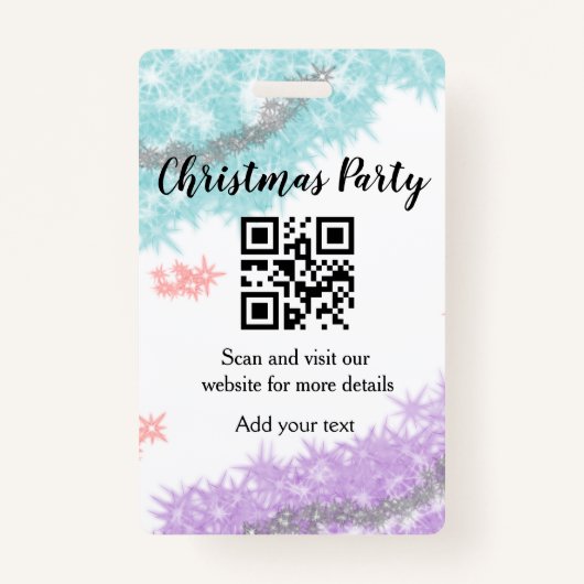 Simple christmas party website barcode QR add name Badge (Voorkant)