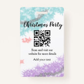 Simple christmas party website barcode QR add name Badge (Achterkant)