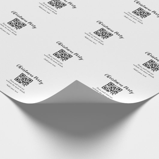 Simple christmas party website barcode QR add name Cadeaupapier (Hoek)