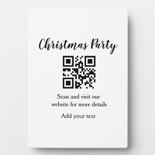 Simple christmas party website barcode QR add name Fotoplaat (voorkant)