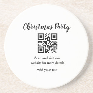 Simple christmas party website barcode QR add name Zandsteen Onderzetter