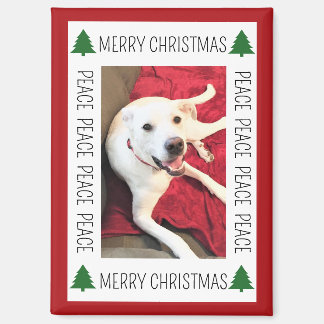 Simple Christmas Photo Frame of Funny Smiling Dog Magneet