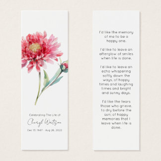 Simple Chrysanthemum Funeral Memorial Bookmark Mini Visitekaartjes