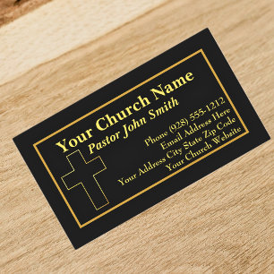 Simple Church Pastor Gold Cross Cartes de visite