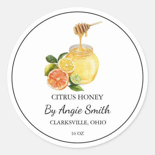 Simple Citrus Infused Honey Label (Voorkant)