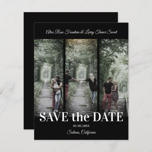 Simple Classic 3 Photos Collage Engaged Couple (Voorkant / Achterkant)