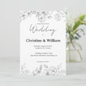 Simple Classic Black & White Wedding  Kaart (Staand voorkant)