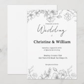 Simple Classic Black & White Wedding  Kaart (Voorkant / Achterkant)