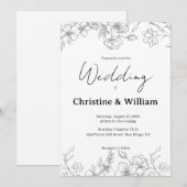 Simple Classic Black & White Wedding  Kaart (Voorkant / Achterkant)