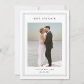 Simple Classic Border 2 Photo Elegant Wedding Save The Date (Voorkant)